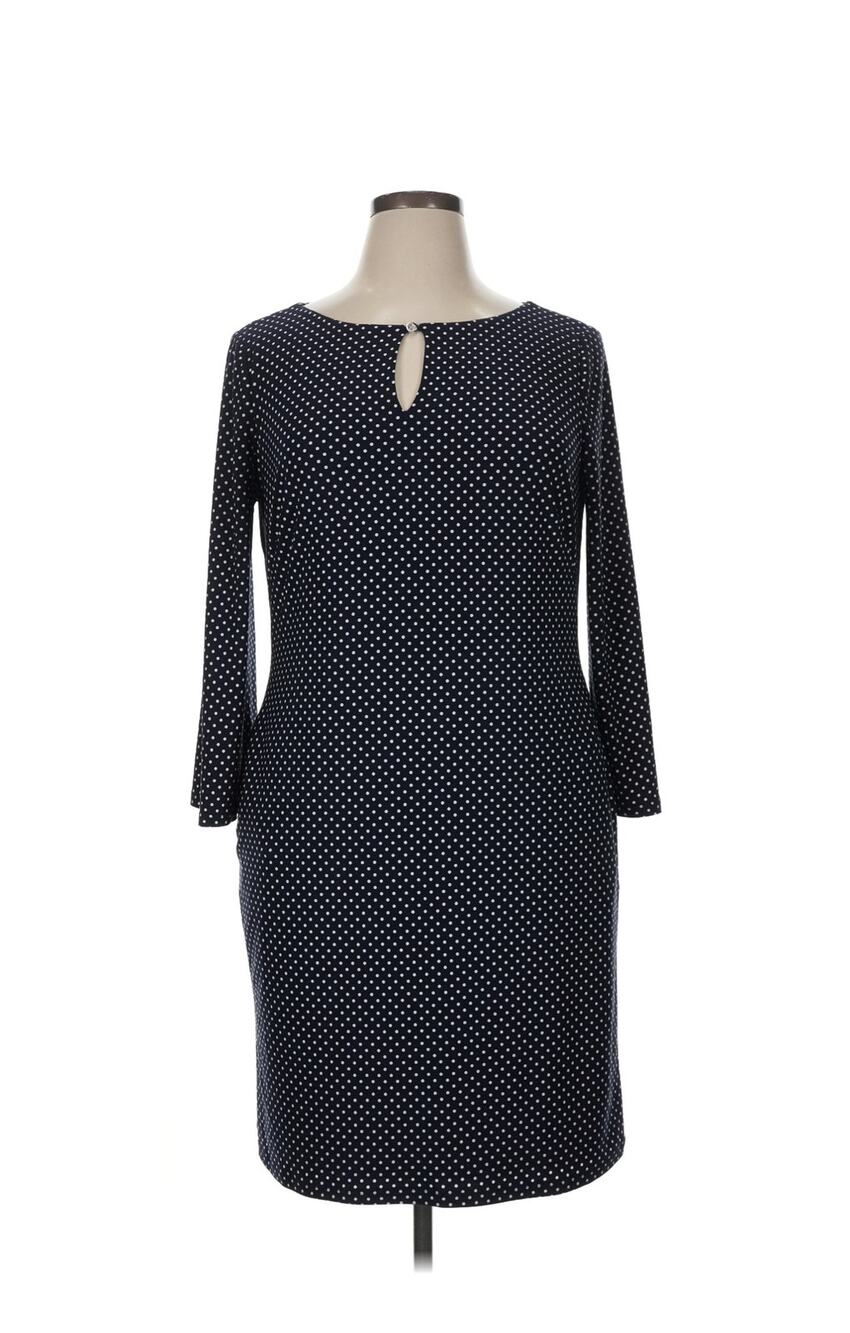 Lauren by Ralph Lauren SZ 14 Casual Crew Neckline Sheath Polka Dot Dress